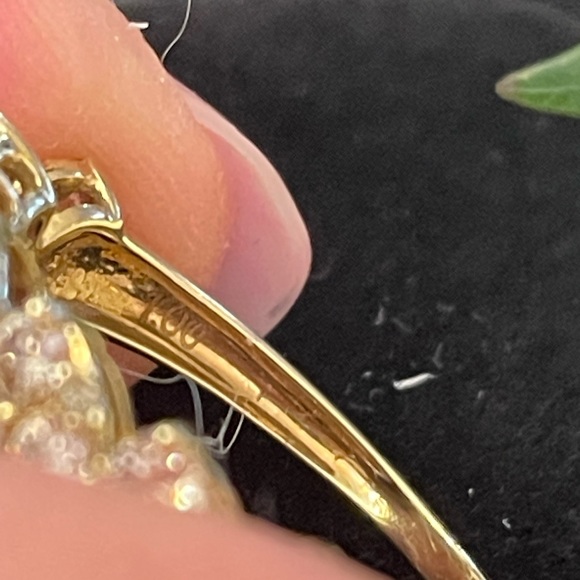 heart illusion 1/2 eternity ring marked 18K yellow gold 1.00 CTW Natural Diamond - Picture 11 of 12